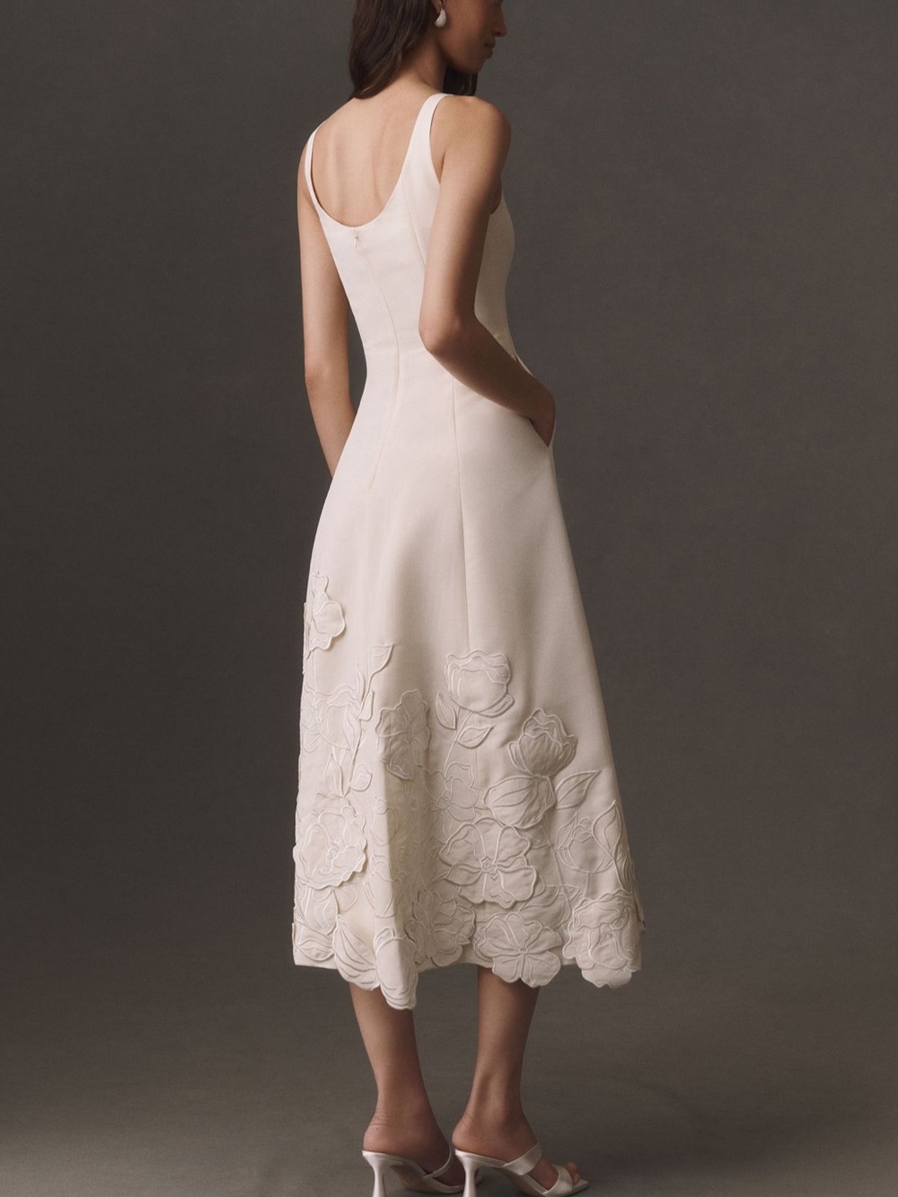 Mestiza Amanda Bridal Midi Dress with Floral Appliqué - Picture 2 of 3